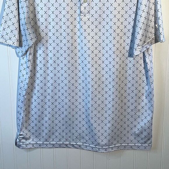 MAELREG Golf Club Print Performance Polo Shirt Men’s Medium White Blue Club - Picture 4 of 10